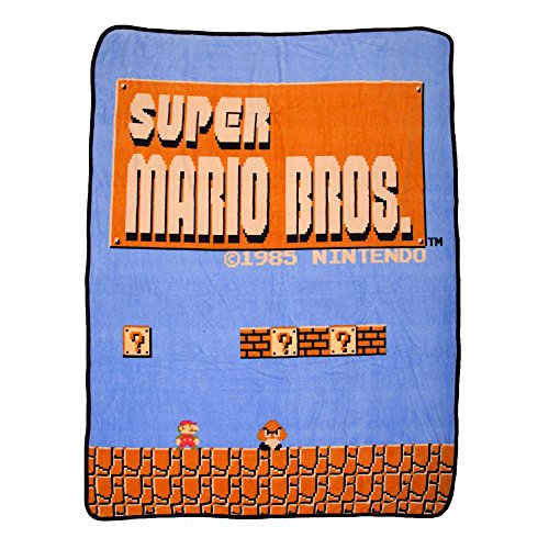Bioworld IOWORLD Nintendo Super Mario Bros Retro Fleece Throw Blanket, 48" X 60"