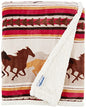  NC Wrangler Running Horse Country Sherpa Fleece Throw Blanket, Brown, One Size