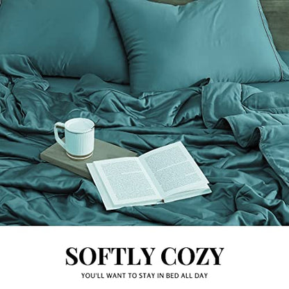  Zy Bamboo Comforter Lightweight Cooling Viscose Down Alternative Duvet Insert, 100% Viscose Made From Bamboo, All Season Soft Comforter For Hot Sleepers (Queen, Grey)
