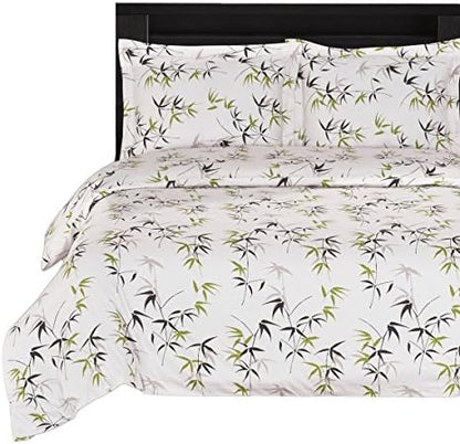  7-PCS California King Size Zahra - Includes 100% Cotton 4pc Sheet Set+ 100% Cotton 3pc Duvet Cover Set- 300TC Single Ply Yarn