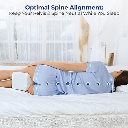  Knee Pillow For Side Sleepers - 100% Memory Foam Wedge Contour - Leg Pillows For Sleeping - Spacer Cushion For Spine Alignment, Back Pain, Pregnancy Support - Sciatica, Hip, Joint, Surgery Pain Relief
