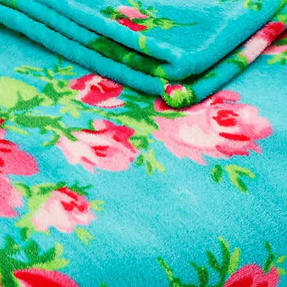 Betsey Johnson Home | Plush Collection | Throw - Ultra-Soft & Cozy Fleece, Lightweight & Luxuriously Warm, Perfect For Bed Or Couch, Bouquet Day 50 X 70