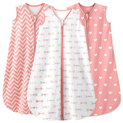  Yoofoss Baby Sleep Sack 0-6 Months Baby Wearable Blanket 100% Cotton 2-Way Zipper TOG 0.5 Toddler Sleeping Sack 3 Pack, Comfy Soft Lightweight Sleep Sacks For Babies(Small)