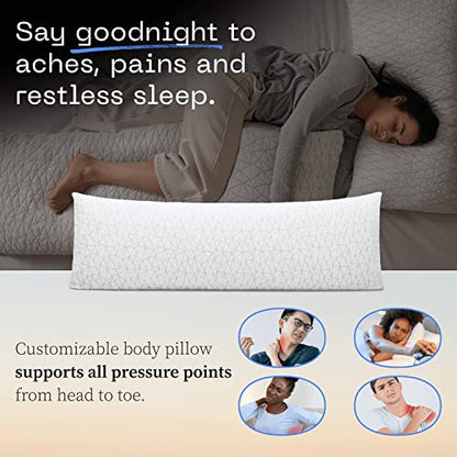  Adjustable Full Body Pillows For Sleeping, Soft Zippered Washable Body Pillow Cover - Neck & Knee Full Support For Side Sleepers, Long Body Pillow For Pregnancy, 20x54 Body Pillow