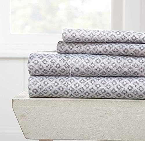  Linen Market Premium My Heart Pattern 4 Piece Bed Sheet Set, Full, Light Gray