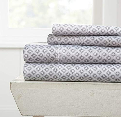  Linen Market Premium My Heart Pattern 4 Piece Bed Sheet Set, Full, Light Gray