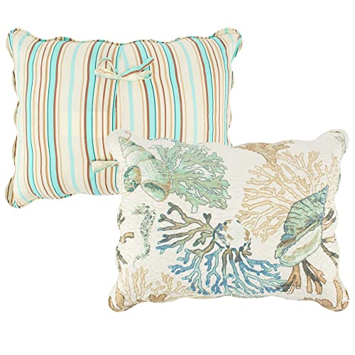  Barefoot Bungalow Atlantis Coastal Quilt Set, 3-Piece Full/Queen, Jade