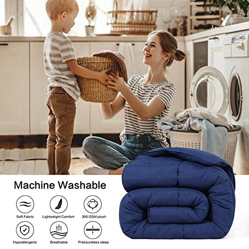  EDILLY All Season Twin Size Comforter For College Girls/Boys Soft Quilted Down Alternative Comforter Reversible Duvet Insert With Corner Tabs,Fluffy,64 By 88 Inches,Navy Blue