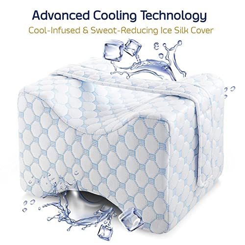  Nestl Knee Pillow For Side Sleepers - Knee Pillows For Sleeping - Comfy Pillow Between Legs For Sleeping - Under Leg Knee Cushion With Cooling Cover - Knee Surgery Pillow With Adjustable Strap