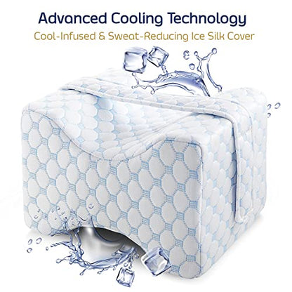  Nestl Knee Pillow For Side Sleepers - Knee Pillows For Sleeping - Comfy Pillow Between Legs For Sleeping - Under Leg Knee Cushion With Cooling Cover - Knee Surgery Pillow With Adjustable Strap