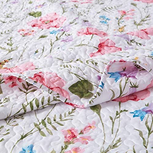  Quilt Set Twin Size, Lightweight Microfiber Soft Coverlet Reversible Quilted Pattern Summer Quilt Bedspreads Comforter Set For All Season, 2 Piece Includes 1 Quilt + 1 Sham