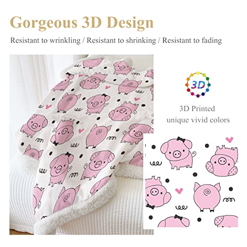  Pig Throw Blanket For Kids Girls Pink Piggy Blankets Cute Fleece Blanket Adults Women Farm Animal Sherpa Plush Blanket For Couch Bed Sofa (50"x60")