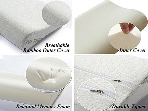  Ecosafeter Contour Memory Foam Pillow- Cervical Orthopedic Deep Sleep Neck Pillow, Prime Soft Supportive Washable Hypoallergenic Pillow Not Standard Size Pillow