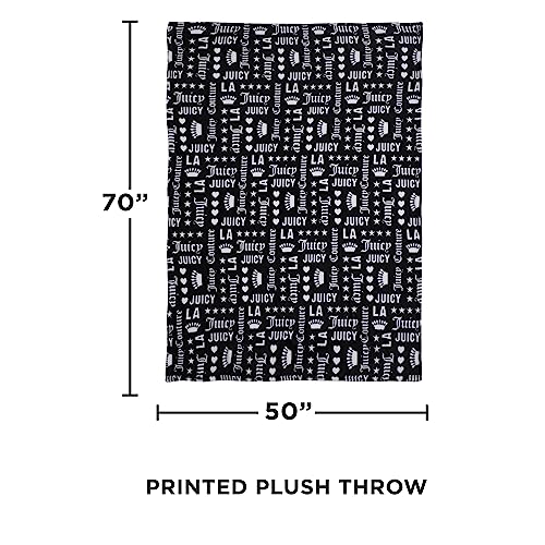  Juicy Couture - Throw Blanket | Crown Royal | Plush And Cozy | Decorative Blankets For Sofas, Chairs And Beds| Luxurious And Soft | Chic Home Decor | Measures 50" X 70" | Black/White
