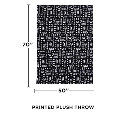  Juicy Couture - Throw Blanket | Crown Royal | Plush And Cozy | Decorative Blankets For Sofas, Chairs And Beds| Luxurious And Soft | Chic Home Decor | Measures 50" X 70" | Black/White