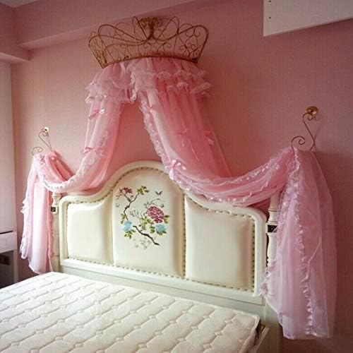  Crown Dome Mosquito Net,Europe Princess Bed Canopy Boys And Girls Games House Pink-A