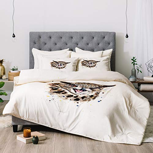  Society6 Anna Shell Winking Owl Comforter Set With Pillowcase(s), Twin, Brown