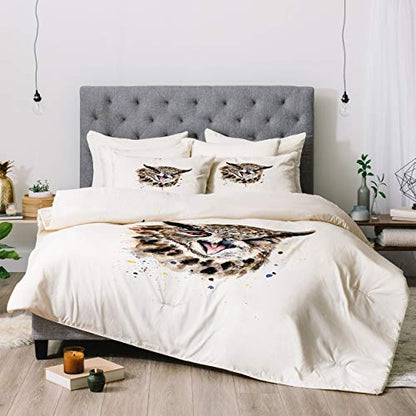  Society6 Anna Shell Winking Owl Comforter Set With Pillowcase(s), Twin, Brown