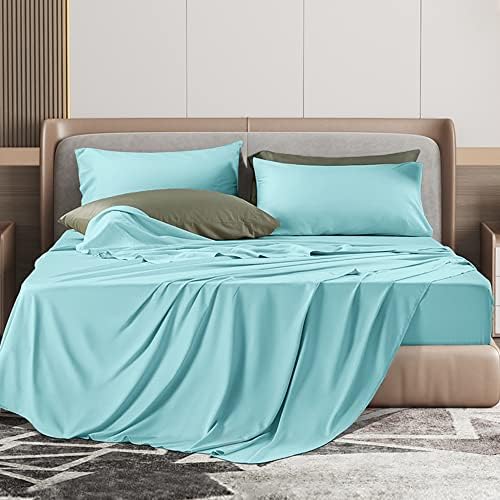  100% Cotton Queen Size Sheets Set - 1000 Thread Count，Luxury Egyptian Cotton Bed Sheets，Breathable & Smooth Hotel Sheets, 16 Inch Deep Pocket - 4 Piece (Queen, Black)
