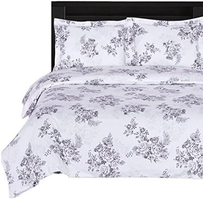  7-PCS California King Size Zahra - Includes 100% Cotton 4pc Sheet Set+ 100% Cotton 3pc Duvet Cover Set- 300TC Single Ply Yarn