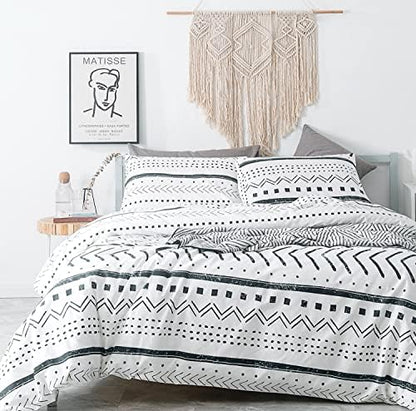  SUSYBAO Botanical Duvet Cover Queen 100% Cotton Tropical Plant Duvet Cover 3 Pieces Set 1 Palm Leaves Patterned Duvet Cover With Zipper Ties 2 Pillowcases Luxury Soft Green Botanical Bedding Set Comfy