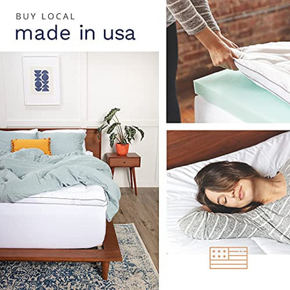  ViscoSoft 4 Inch Pillow Top Memory Foam Mattress Topper Twin XL - Extra Long - Made In USA - Serene Dual Layer Pad