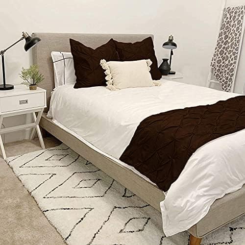  3 Piece Pinch Pleated Bed Runner Set Decorative Bed Scarf 100% Egyptian Cotton 400 Thread Cotton Hotel Class Bedding (1 Bed Runner, 2 Pillow Shams) (Dark Grey, Twin)
