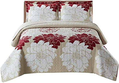  Royal Tradition Helena Grey Reversible Coverlets, King/California King Over-Sized 3pc Quilt Set (110-Inch Wide X 96-Inch Long) Lightweight Bedspread