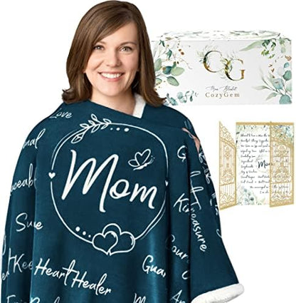  Mom Blanket, Mom Birthday Gifts, From Daughter Or Son, Best Mom Cozy Throw Blankets With Letter, Mom Gifts, Love You Mom Blanket, Mothers Day Blanket, 65x50, Fleece - Gray