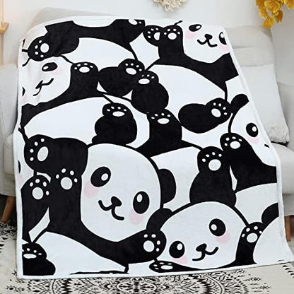  Sviuse Panda Throw Blanket Flannel Fleece Blanket Cartoon Panda Pattern Lightweight Throw For Bed Sofa Travel Kids Teens Birthday Gifts For Panda Lovers (Panda 7, (50" X 60")