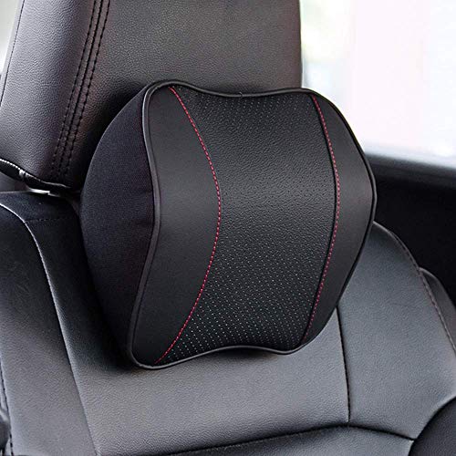 Awave Bloom Car Headrest,Car Seat Neck Rest Pillow,Comfort Headrest Cushion For Chair,100% Memory Foam Cervical Support,Leather Headrest For Driving,Relieve Neck Pain,Neck Supports For Car(Black)