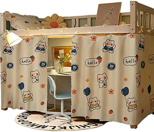  Qubanda Dorm Home Bunk Nets Bed Curtains Cloth Bed Canopy Blackout Students Curtain Shading Nets Breathable Dustproof Single Sleeper