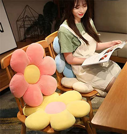  WYIKE Flower-Shaped Cute Pillow, Flower Cushion, Reading Pillow And Leisure And Comfortable Pillow, Car Cushion (Beige/Yellow, 40cm*40cm)