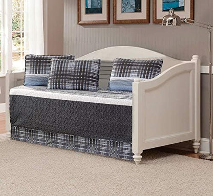  Luxury Home Collection 2 Piece Twin/Twin XL Quilted Reversible Coverlet Bedspread Set Modern Plaid Blue Gray White