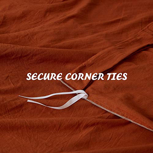  Burnt Orange Duvet Cover Sets Queen Size 3 Piece Double Brushed Microfiber Queen Duvet Cover With Button Closure & Corner Tie 1 Breathable And Soft Duvet Cover 90x90 Inches + 2 Pillow Shams
