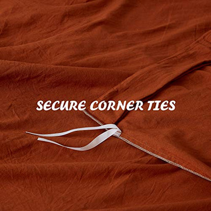  Burnt Orange Duvet Cover Sets Queen Size 3 Piece Double Brushed Microfiber Queen Duvet Cover With Button Closure & Corner Tie 1 Breathable And Soft Duvet Cover 90x90 Inches + 2 Pillow Shams