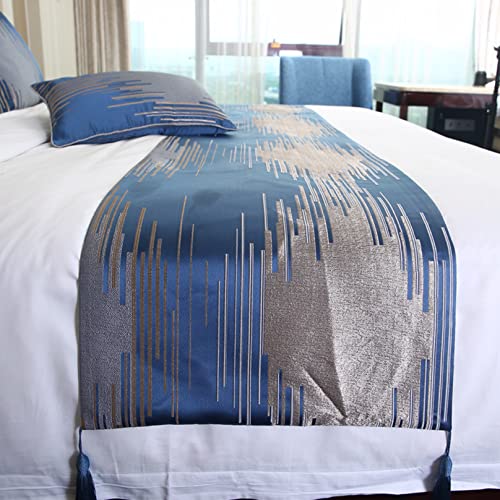  Bedroom Bed Runner Jacquard Striped Bedding Scarf Pad Home Decorative Bed Protector Slip Cover Throw Bedspread For Queen Double Single King,Champagne 45 * 240cm