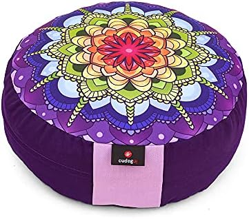 Cudegui Zafu Meditation Cushion Filled With Cofee Husk And Cotton Cover (Purple)