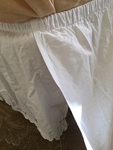  100% Thick Cotton Material With Hand Crochet Lace Easy Fit Bed Skirt Dust Ruffle (Crochetskirt-King/Calking, Beige)