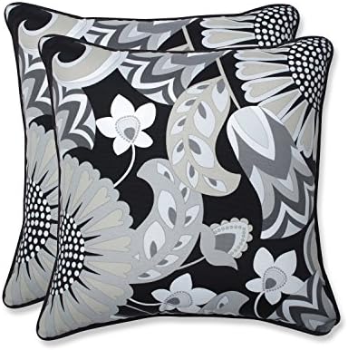  Pillow Perfect Floral Outdoor Throw Accent Pillow, Plush Fill, Weather, And Fade Resistant, Large Lumbar - 16.5" X 24.5", Blue/Tan Telfair, 2 Count