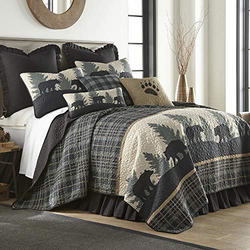  Throw Pillow - Bear Walk Plaid Lodge Decorative Throw Pillow With Bear Pattern - Rectangular