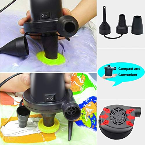  Electric Air Pump, Air Mattress Portable Pump For Inflatables Couch, Pool Floats, Blow Up Pool Raft Bed Boat Toy, Snow Tube, AC Inflator/Deflator With 3 Nozzles, 130W