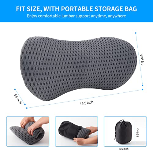  FOUSUPDT Lumbar Pillow, Memory Foam Lumbar Support Pillow For Office Chair And Car Seat, Back Support Pillow For Lower Back Pain Relief, Support Cushion Back Pillow For Sleeping, Driving(Grey)