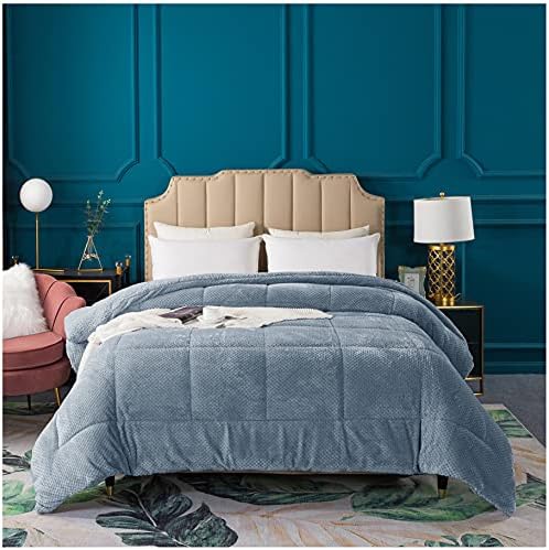  Luxury Plush Sherpa Comforter, Ultra Soft Cozy Reversible Fleece - Goose Down Alternative Fill, Machine Washable Bedding, Excalibur Grey, Twin/Twin XL Size