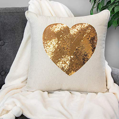  By Westex Urban Loft Sequin Heart Grey Cushion 18" X 18", 18 X 18, Multi-Coloured
