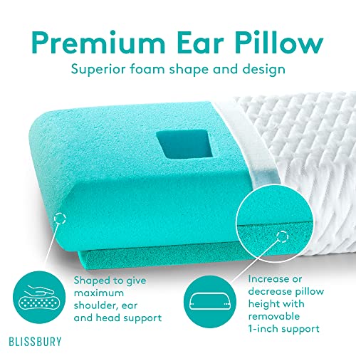  BLISSBURY Ear Pillow With Ear Hole For Sleeping With Sore Ear Pain | Piercing Pillow | Adjustable Memory Foam Pillow With Holes For Chondrodermatitis CNH | Ear Piercing Protection | Support Earplugs