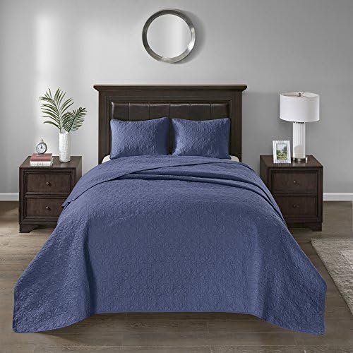  Madison Park Quebec Reversible Quilt Set Damask Design, Double Sided Stitching All Season, Lightweight Bedspread Bedding Set, Matching Sham, Cream, King(120"x118") 3 Piece