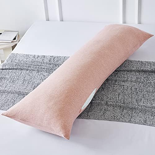  Body Pillow Cover Case 20x54 Inch, Soft Cotton Long Pillowcase With Zipper, Jersey, 20x54 Inch, Light Grey