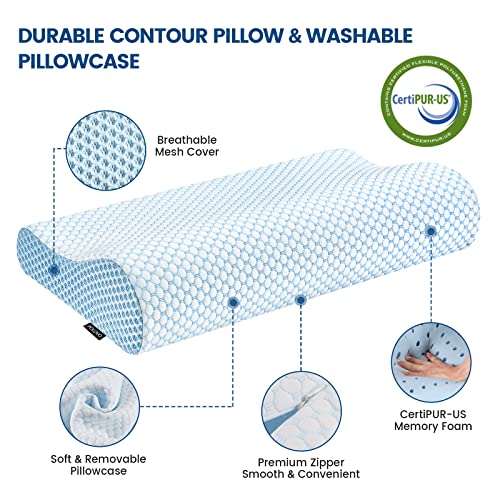  Memory Foam Pillows Neck Pillow Bed Pillow For Sleeping Ergonomic Cervical Contour Pillow For Side Back Stomach Sleeper Pillow For Neck Shoulder Pain