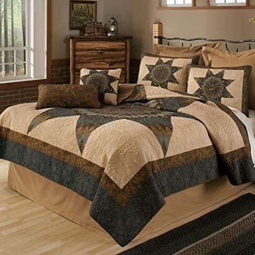  Donna Sharp Pillow Sham - Forest Star Lodge Decorative Pillow Cover With Star Shape Patchwork - Standard